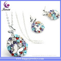 Beautiful bling crystal earring ,pendant set 18k white gold plated fashion jewelry set ( YWS4956)